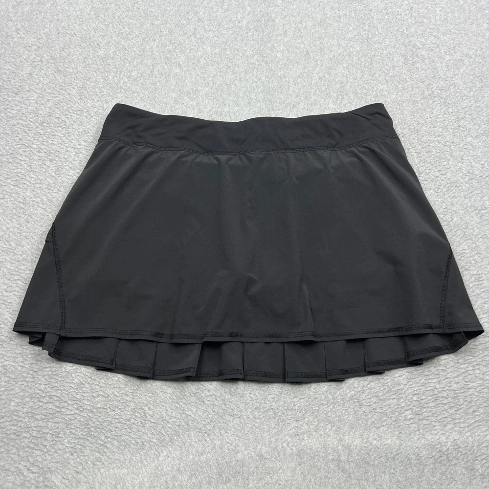 Lululemon Pace Setter Skirt Womens 12 Black Pleated Back Athletic Skort W8210R